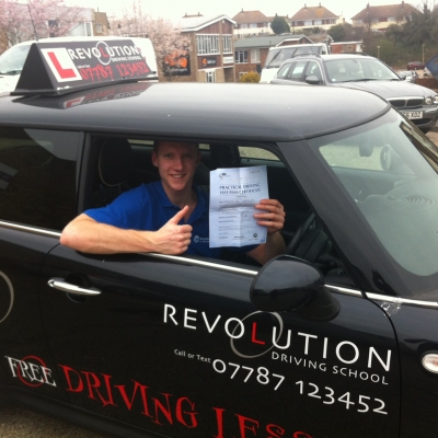 Image of Gareth Mueller with pass certificate - Revolution Driving School